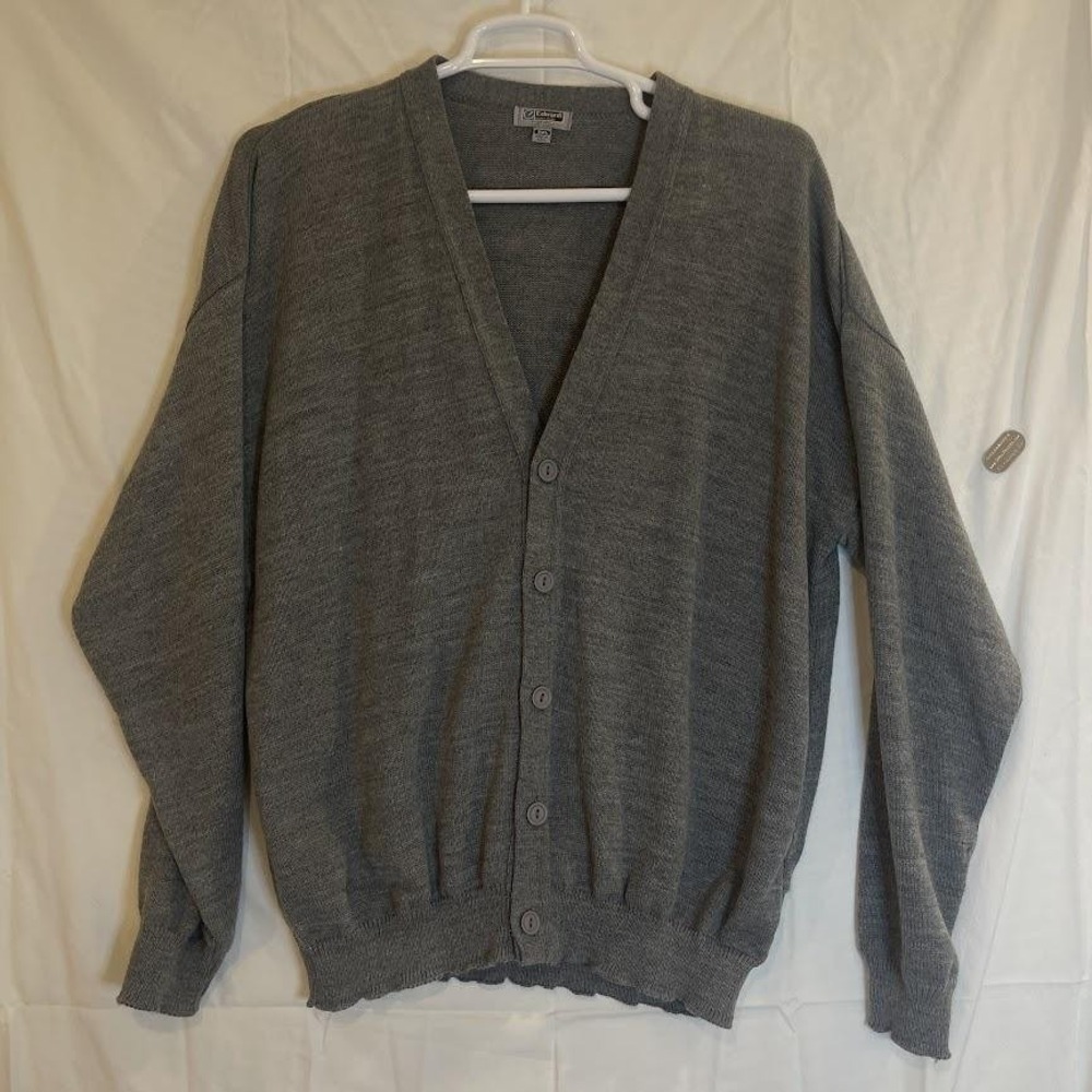 Edwards Sweater Mens 2XL Gray Button Cardigan Tuff-Pil Plus‎ Acrylic Made USA